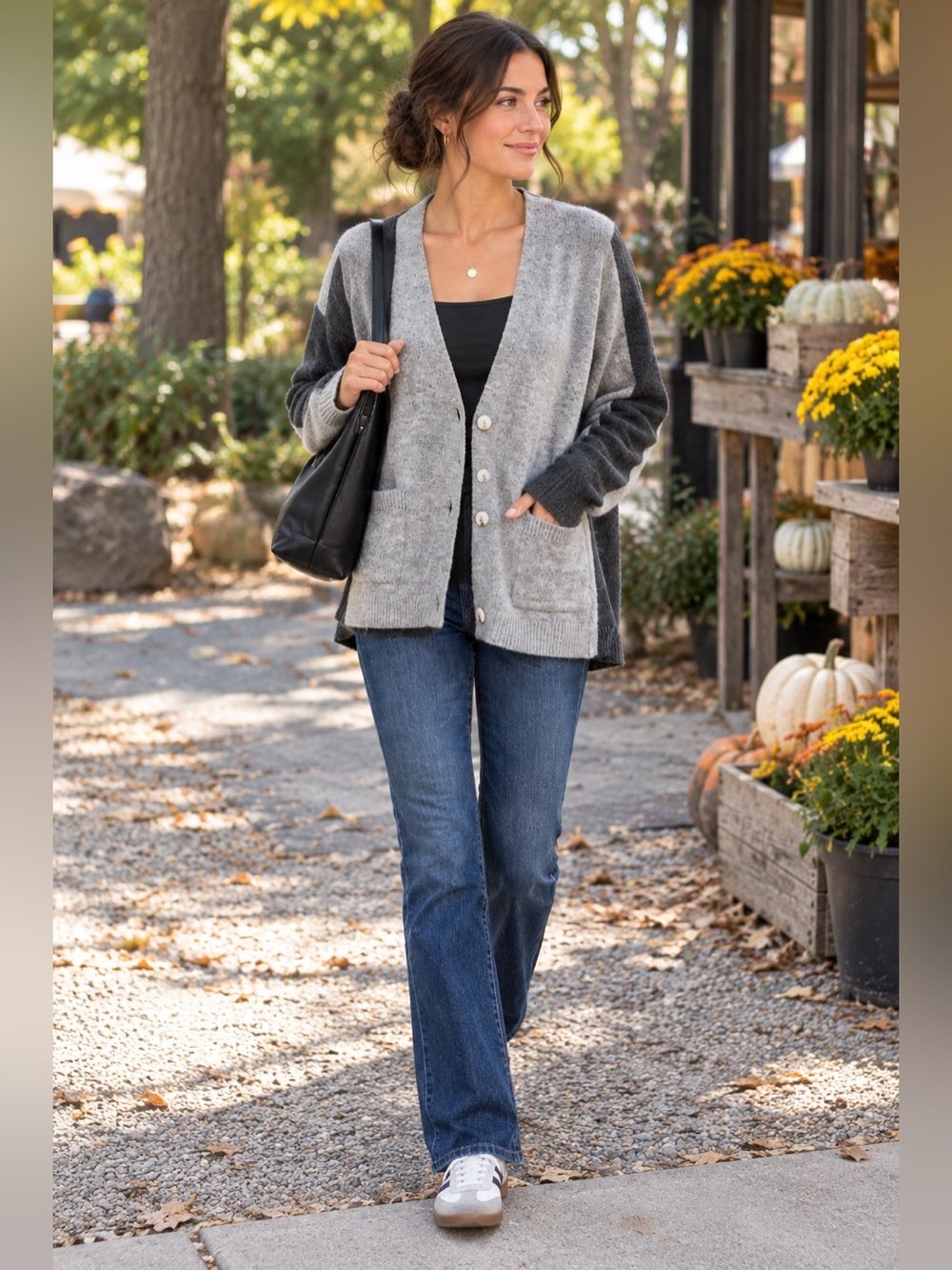 BB Dakota by Steve Madden Colorblock Cardigan Gray Charcoal Size L